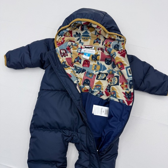 Columbia Snuggly Bunny Down Hooded Bunting 6-12 Months Baby Infant Snowsuit Blue - Picture 3 of 9